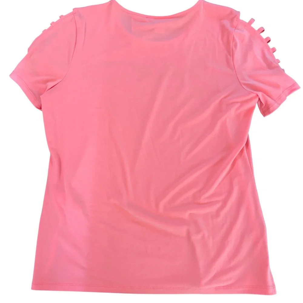 Michael Kors Grapefruit Pink Ladder Cutout Sleeve Top Size M New With Tags‎